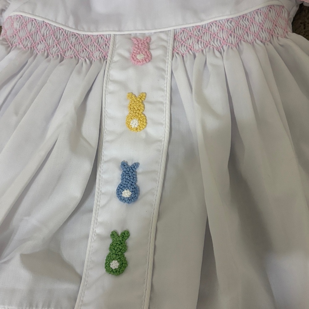 Nola White Baby Dress with Pink Trim - Picture 3 of 5